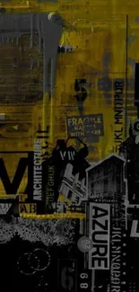 Urban art collage with yellow and black colors.