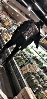 Person browsing fresh produce in chic grocery store.