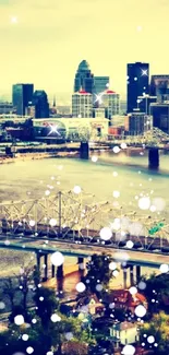 Scenic urban cityscape with a river and bridges during daytime.