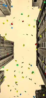 City skyscraper view with sepia tone.