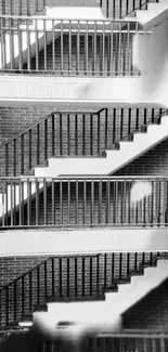 Black and white architectural staircase wallpaper for mobile phone.