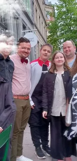 Group of people on a lively urban street.