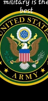 US Army emblem on black background wallpaper.