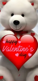 Adorable teddy bear with red heart for Valentine's Day wallpaper.