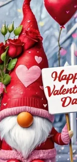 Charming Valentine gnome with sign and roses.