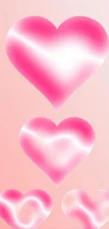 Vibrant pink and blue hearts on mobile wallpaper for Valentine's Day.