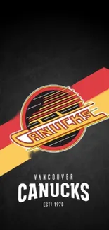 Vancouver Canucks retro logo wallpaper with black background.