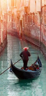 Gondola on a sunlit Venetian canal.