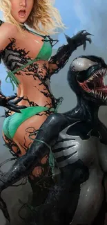 Dynamic Venom-themed mobile wallpaper art.