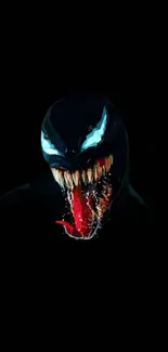 Venom character in a dark-themed phone wallpaper