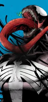 Venom comic book character artwork on mobile wallpaper.