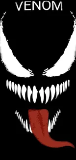 Venom-themed dark art mobile wallpaper with bold design.