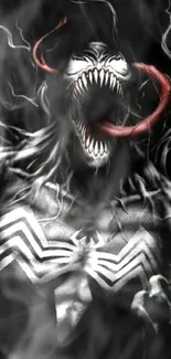 Venom character in dramatic black and red mobile wallpaper art.