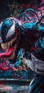 Venom comic graffiti art mobile wallpaper.