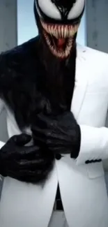 Unique art of a character in a white suit with a striking pose.