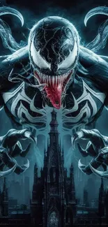 Dynamic Venom-themed mobile wallpaper featuring bold comic design.