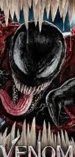 Venom-themed mobile phone wallpaper with intense graphic detail.