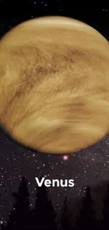 Venus planet in a starry night sky, cosmic theme.