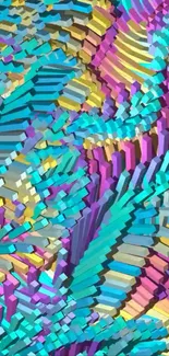 Vibrant 3D abstract art with colorful geometric patterns.