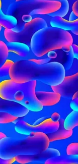 Vibrant 3D abstract wallpaper with blue, purple, neon gradients.