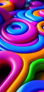 Vibrant 3D abstract wallpaper with colorful swirls.