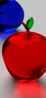 3D red and blue apple art wallpaper with vibrant colors.