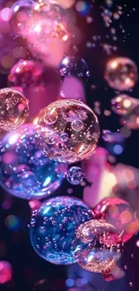 Abstract 3D bubbles in pink and purple hues create a dreamy wallpaper aesthetic.