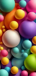 3D vibrant colorful bubbles mobile wallpaper.