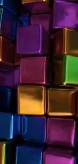 3D colorful cubes wallpaper with a vibrant geometric pattern.