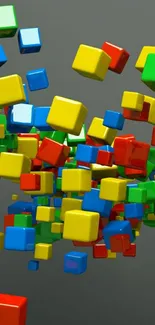 3D colorful cubes floating on a gray background wallpaper.