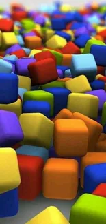 Colorful 3D cubes wallpaper with vibrant geometric design.