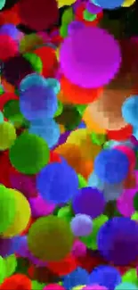 Bright, colorful bubbles exploding on a dark background for mobile wallpaper.