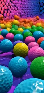 3D vibrant spheres in colorful abstract pattern