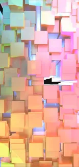Vibrant 3D cube abstract art wallpaper with pastel colors.
