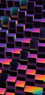 Vibrant 3D cubes wallpaper with dynamic colors.