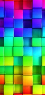 Colorful cubes create vibrant 3D mobile wallpaper.