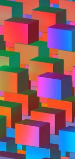 Vibrant 3D cube wallpaper with abstract colorful design.