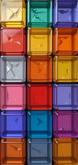 Colorful 3D cubes wallpaper with geometric design.