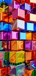 Multicolored 3D cubes in vibrant pattern.