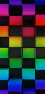 3D cubes with rainbow gradient on black background