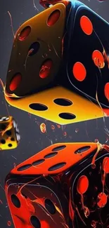 Vibrant 3D dice wallpaper with bold colors.