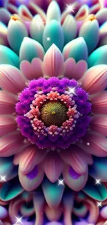 Vibrant 3D abstract flower wallpaper design.