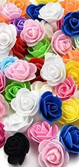 Multicolored 3D rose floral wallpaper design.