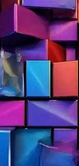 Colorful 3D geometric blocks in a vibrant wallpaper.