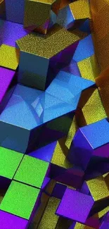 Colorful 3D geometric blocks mobile wallpaper.