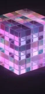 Vibrant 3D geometric cube mobile wallpaper with pink and purple hues