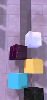 3D geometric cubes in vibrant colors on a modern wallpaper.