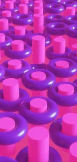 Pink and purple 3D geometric pattern wallpaper