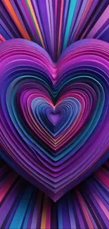 Vibrant 3D heart design with purple hues.