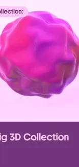 3D pink sphere with vibrant purple hues on a digital art wallpaper.